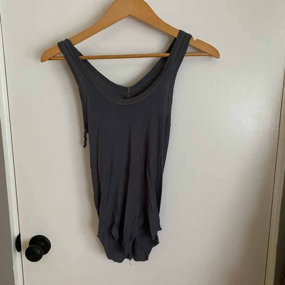 Enza costa dark gray ribbed tank top - Picture 1 of 7